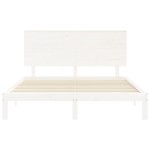 vidaXL Cadru de pat cu tăblie, alb, king size, lemn masiv vidaXL Cadru de pat cu tăblie, alb, king size, lemn masiv