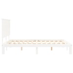 vidaXL Cadru de pat cu tăblie, alb, king size, lemn masiv vidaXL Cadru de pat cu tăblie, alb, king size, lemn masiv