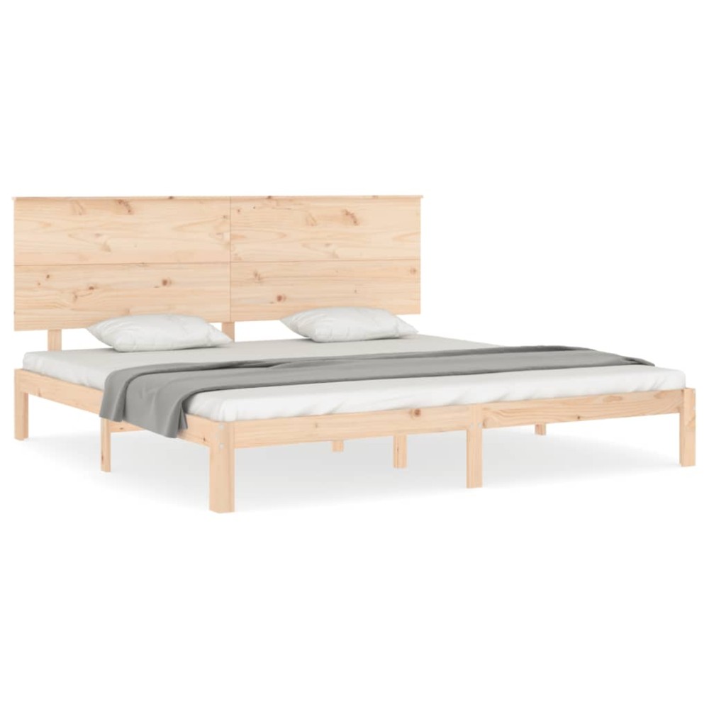 vidaXL Cadru de pat cu tăblie Super King Size, lemn masiv