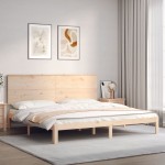 vidaXL Cadru de pat cu tăblie Super King Size, lemn masiv vidaXL Cadru de pat cu tăblie Super King Size, lemn masiv