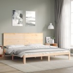 vidaXL Cadru de pat cu tăblie Super King Size, lemn masiv vidaXL Cadru de pat cu tăblie Super King Size, lemn masiv