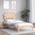 vidaXL Cadru de pat cu tăblie single, lemn masiv