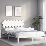 vidaXL Cadru de pat fără saltea, alb, 140x190 cm, lemn masiv de pin vidaXL Cadru de pat fără saltea, alb, 140x190 cm, lemn masiv de pin