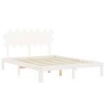 vidaXL Cadru de pat fără saltea, alb, 140x190 cm, lemn masiv de pin vidaXL Cadru de pat fără saltea, alb, 140x190 cm, lemn masiv de pin