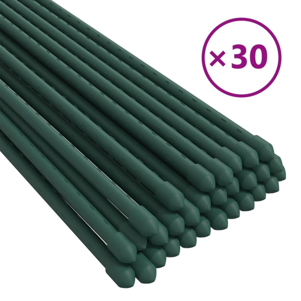 vidaXL Țăruși pentru plante de grădină, 30 buc., verde, 180 cm, oțel