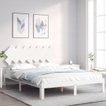 vidaXL Cadru de pat fără saltea, alb, 140x200 cm, lemn masiv pin vidaXL Cadru de pat fără saltea, alb, 140x200 cm, lemn masiv pin