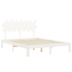 vidaXL Cadru de pat cu tăblie, alb, king size, lemn masiv vidaXL Cadru de pat cu tăblie, alb, king size, lemn masiv