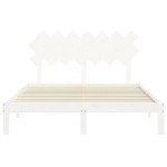 vidaXL Cadru de pat cu tăblie, alb, king size, lemn masiv vidaXL Cadru de pat cu tăblie, alb, king size, lemn masiv