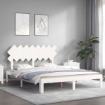 vidaXL Cadru de pat fără saltea, alb, 160x200 cm, lemn masiv pin