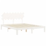 vidaXL Cadru de pat fără saltea, alb, 160x200 cm, lemn masiv pin