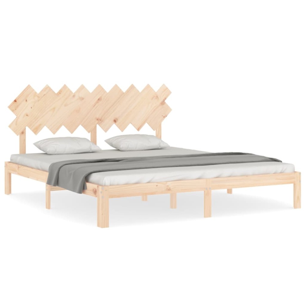 vidaXL Cadru de pat cu tăblie Super King Size, lemn masiv