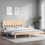 vidaXL Cadru de pat cu tăblie Super King Size, lemn masiv