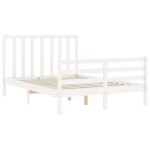 vidaXL Cadru de pat fără saltea, alb, 140x190 cm, lemn masiv de pin