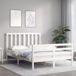 vidaXL Cadru de pat fără saltea, alb, 120x200 cm, lemn masiv pin vidaXL Cadru de pat fără saltea, alb, 120x200 cm, lemn masiv pin