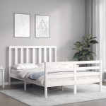 vidaXL Cadru de pat fără saltea, alb, 140x200 cm, lemn masiv pin vidaXL Cadru de pat fără saltea, alb, 140x200 cm, lemn masiv pin