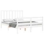 vidaXL Cadru de pat fără saltea, alb, 140x200 cm, lemn masiv pin vidaXL Cadru de pat fără saltea, alb, 140x200 cm, lemn masiv pin