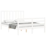 vidaXL Cadru de pat fără saltea, alb, 140x190 cm, lemn masiv de pin