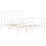 vidaXL Cadru de pat fără saltea, alb, 140x190 cm, lemn masiv de pin