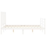vidaXL Cadru de pat fără saltea, alb, 140x190 cm, lemn masiv de pin
