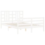 vidaXL Cadru de pat cu tăblie, alb, king size, lemn masiv vidaXL Cadru de pat cu tăblie, alb, king size, lemn masiv