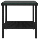 vidaXL Masă laterală, negru, 45x45x45 cm poliratan/sticlă securizată vidaXL Masă laterală, negru, 45x45x45 cm poliratan/sticlă securizată