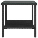 vidaXL Masă laterală, negru, 45x45x45 cm poliratan/sticlă securizată vidaXL Masă laterală, negru, 45x45x45 cm poliratan/sticlă securizată