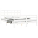 vidaXL Cadru de pat cu tăblie, alb, king size, lemn masiv vidaXL Cadru de pat cu tăblie, alb, king size, lemn masiv