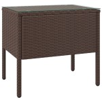 vidaXL Masă laterală, maro, 53x37x48 cm poliratan/sticlă securizată vidaXL Masă laterală, maro, 53x37x48 cm poliratan/sticlă securizată