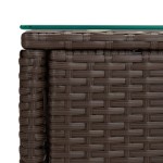 vidaXL Masă laterală, maro, 53x37x48 cm poliratan/sticlă securizată vidaXL Masă laterală, maro, 53x37x48 cm poliratan/sticlă securizată