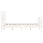 vidaXL Cadru de pat cu tăblie, 140x190 cm, alb, lemn masiv vidaXL Cadru de pat cu tăblie, 140x190 cm, alb, lemn masiv