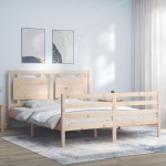 vidaXL Cadru de pat cu tăblie, king size, lemn masiv vidaXL Cadru de pat cu tăblie, king size, lemn masiv