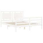 vidaXL Cadru de pat cu tăblie, alb, king size, lemn masiv vidaXL Cadru de pat cu tăblie, alb, king size, lemn masiv