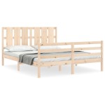 vidaXL Cadru de pat cu tăblie, king size, lemn masiv vidaXL Cadru de pat cu tăblie, king size, lemn masiv