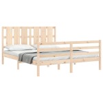 vidaXL Cadru de pat cu tăblie, king size, lemn masiv vidaXL Cadru de pat cu tăblie, king size, lemn masiv