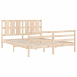 vidaXL Cadru de pat cu tăblie, king size, lemn masiv vidaXL Cadru de pat cu tăblie, king size, lemn masiv