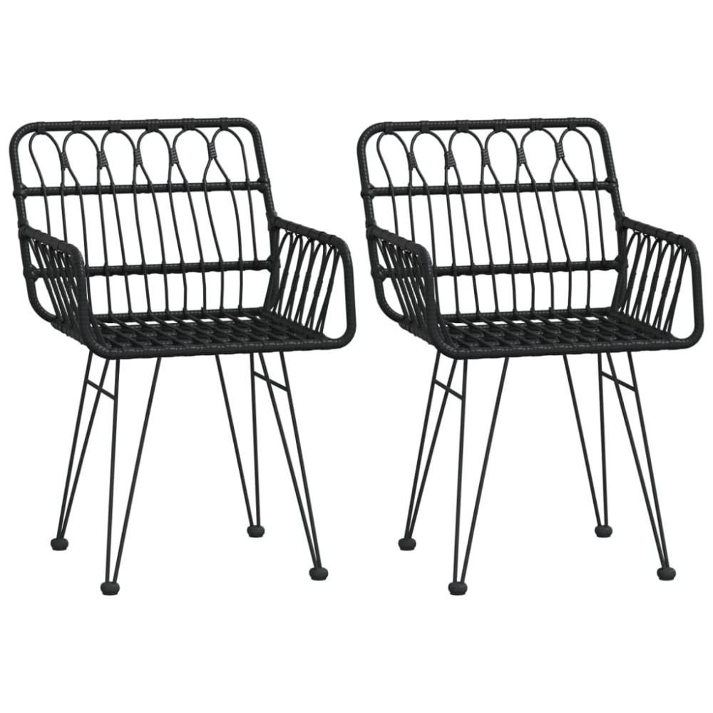 vidaXL Scaune de grădină cu cotiere 2 buc. negru 56x64x80 cm ratan PE