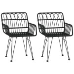 vidaXL Scaune de grădină cu cotiere 2 buc. negru 56x64x80 cm ratan PE vidaXL Scaune de grădină cu cotiere 2 buc. negru 56x64x80 cm ratan PE