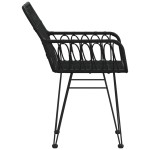 vidaXL Scaune de grădină cu cotiere 2 buc. negru 56x64x80 cm ratan PE vidaXL Scaune de grădină cu cotiere 2 buc. negru 56x64x80 cm ratan PE