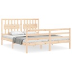 vidaXL Cadru de pat cu tăblie, king size, lemn masiv vidaXL Cadru de pat cu tăblie, king size, lemn masiv