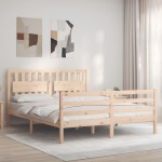 vidaXL Cadru de pat cu tăblie, king size, lemn masiv vidaXL Cadru de pat cu tăblie, king size, lemn masiv
