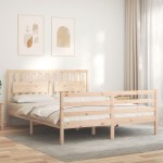 vidaXL Cadru de pat cu tăblie, king size, lemn masiv vidaXL Cadru de pat cu tăblie, king size, lemn masiv