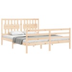 vidaXL Cadru de pat cu tăblie, king size, lemn masiv vidaXL Cadru de pat cu tăblie, king size, lemn masiv