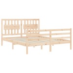 vidaXL Cadru de pat cu tăblie, king size, lemn masiv vidaXL Cadru de pat cu tăblie, king size, lemn masiv