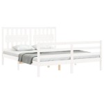 vidaXL Cadru de pat cu tăblie, alb, king size, lemn masiv vidaXL Cadru de pat cu tăblie, alb, king size, lemn masiv