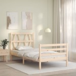 vidaXL Cadru de pat cu tăblie, 90x200 cm, lemn masiv vidaXL Cadru de pat cu tăblie, 90x200 cm, lemn masiv