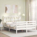 vidaXL Cadru de pat cu tăblie, alb, 120x200 cm, lemn masiv vidaXL Cadru de pat cu tăblie, alb, 120x200 cm, lemn masiv