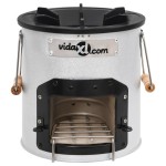 vidaXL Aragaz cu lemne pentru camping, argintiu, 45x25x26 cm, oțel vidaXL Aragaz cu lemne pentru camping, argintiu, 45x25x26 cm, oțel
