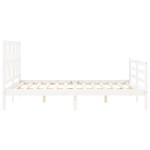 vidaXL Cadru de pat cu tăblie, alb, king size, lemn masiv vidaXL Cadru de pat cu tăblie, alb, king size, lemn masiv