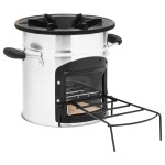 vidaXL Aragaz cu lemne pentru camping, argintiu, 45,5x33x25,5 cm, oțel vidaXL Aragaz cu lemne pentru camping, argintiu, 45,5x33x25,5 cm, oțel