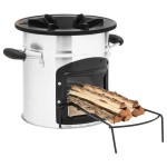 vidaXL Aragaz cu lemne pentru camping, argintiu, 45,5x33x25,5 cm, oțel vidaXL Aragaz cu lemne pentru camping, argintiu, 45,5x33x25,5 cm, oțel